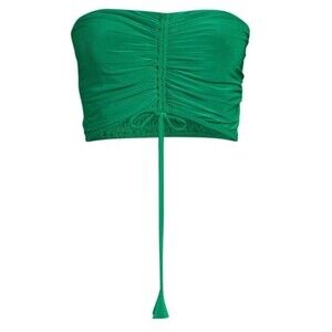 Misa Thera Cinch Bandeau Crop Top In Kelly Green As Lg New